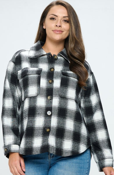 Plaid Flannel Shacket (Plus)