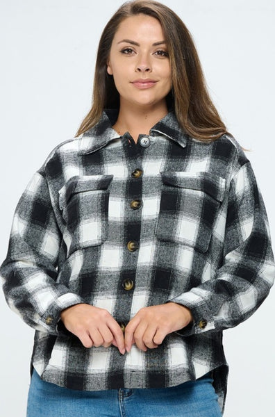 Plaid Flannel Shacket (Plus)