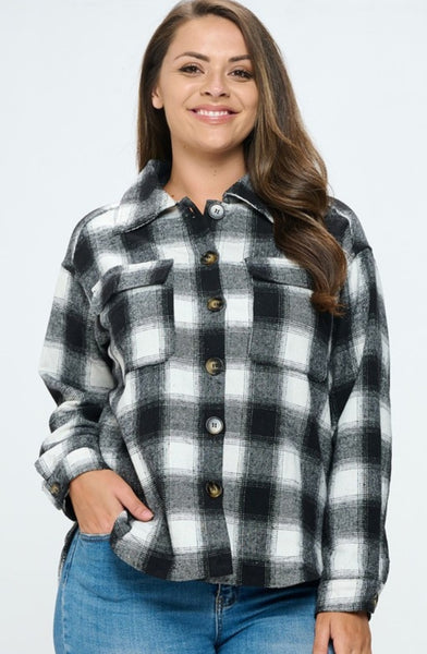 Plaid Flannel Shacket (Plus)