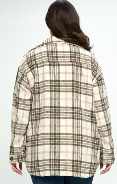 Oversized Flannel Jacket (Plus)